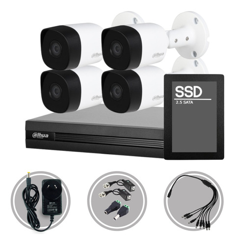 Kit Seguridad Dahua Cctv Dvr 4ch Hd + 4 Camara 720p + Disco