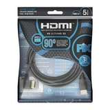 Cabo Hdmi L 90 Graus Blindado 2.0 Ethernet 5 Metros 4k 3dtop