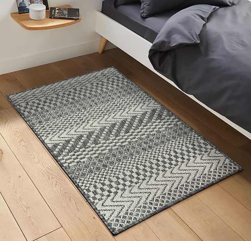 Alfombra Lateral De Cama Rustico E1002 57x90cm Gris Kreatex