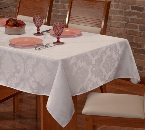 Toalha De Mesa Jacquard Luxo Mesa Grande 5 Metros - Branco