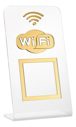 Placa Qr Code Wifi Balcão Comercio Acrilico Cristal 8 X 15cm Cristal Com Dourado