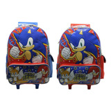 Mochila Carrito 18'' Escolar Sonic So328 De Casa Valente