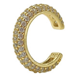 Aro Earcuff Chico Pave Elegante Plata 925 Chapado En Oro 18k