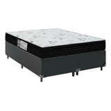 Cama Box Queen Bipartido + Colchão D33 One Face- Couro Preto