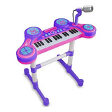 Piano Eletrônico Roxo Infantil Com Microfone Unik Pe1806-f