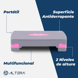 Banco Escalon De Ejercicio Step Rutinas Aerobics Ajustable Color Gris/rosa