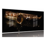Quadro Decorativo Reflexo Saxofone 130x60 Moldura