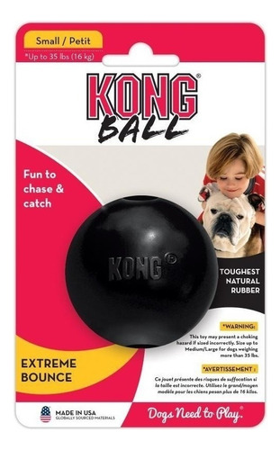 Juguete Para Perro Pelota Kong Caucho Natural Resistente Extreme Small Negro