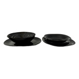 Set X22 Juego De Platos Opalina Negro Ovalado Comedor Cocina