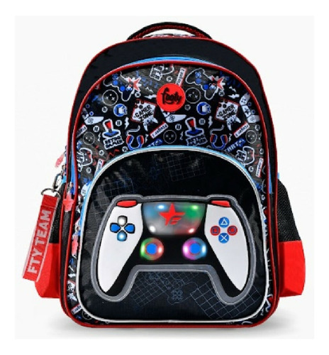 Mochila Escolar De Espalda Gamer 18 Pulgadas Footy Con Luz