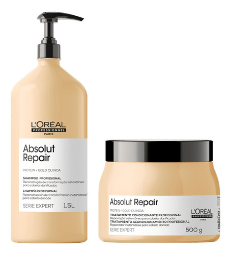 Kit L'oréal Absolut Gold Quinoa Shampoo 1,5l E Máscara