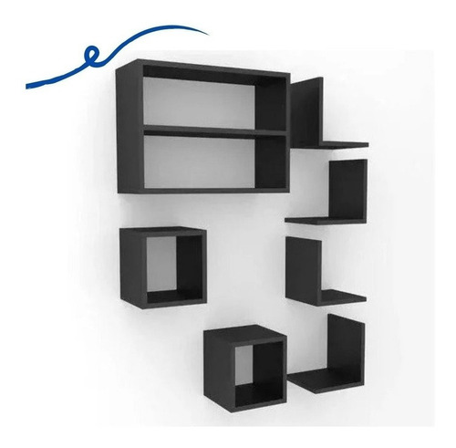 Kit 7 Pecas Nichos Preto Ou Branco  Cubo L Sala Quarto Mdf