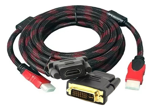 Adaptador Dvi-i A Hdmi 24+5 + Cable Hdmi 3 Metros Reforzado