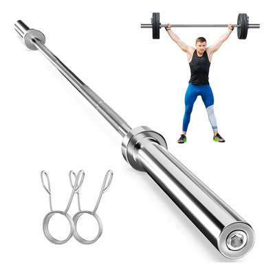 Barra Olímpica Negra Cromada Sellada2.2m 15kg Gym Color Plateado Barra Olimpica Gym Profesional 2.2 Acero Sólido Pulido Y Cromado Con Topes Para Discos, Ideal Para Gimnasio,halterofilia Y Entrenamient | Envío gratis