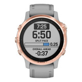 Smartwatch Garmin Zafiro Fenix 6s 1.2  Caja 42mm De  Polímero Reforzado  Gray Y Rose Gold, Malla  Powder Gray De  Silicona Y Bisel  Rose Gold De  Acero Inoxidable