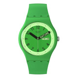 Reloj Swatch Proudly Green Color De La Correa Verde Color Del Bisel Verde Color Del Fondo Blanco