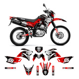 Kit Adesivo Moto Cross Trilha Xtz 250 Lander Vermelha Lm306