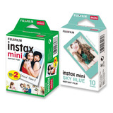 Papel Filme Instax Mini Fujifilm 30 Fotos (skyblue + Branco)