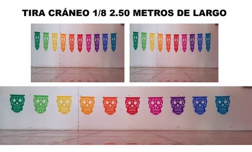 Decoración Tira Cráneos 1/8 Paq 10 Tiras 2.5 Mt