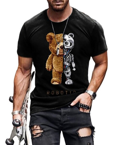 Playera De Hombre Con Estampados De Moda Manga Corta