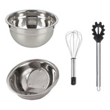 Kit Tigela Bowl + Escorredor Arroz + Pegador Massa + Fouet