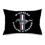 Funda De Almohada Ford Mustang Tri Bar Logo Negro Blanco