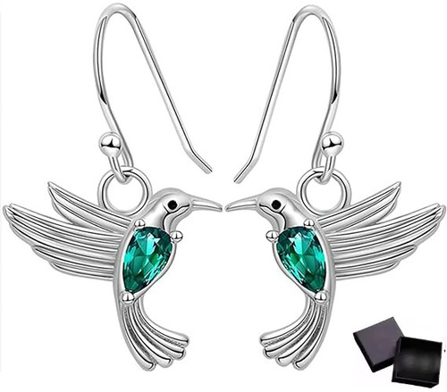 Aros Colibrí Pendientes Plata 925 Joya Mujer Regalo