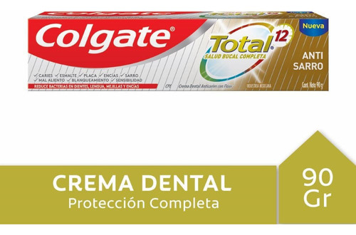Crema Dental Colgate Total 12 Salud Bucal Anti Sarro 90g