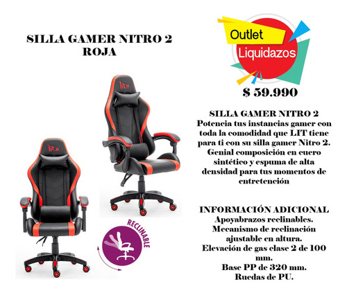 Silla Gamer Nitro 2 Roja