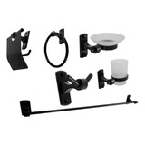 Set De Accesorios Para Baño Negro Mate Por 6 Piezas 