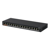 Dahua Switch Poe Pfs3016-16gt-190  Gigabit De 16 Puertos Poe 190 Watts Totales Los 2 Puertos Naranjas Soportan Hi-poe Estándar Tasa De Reenvío De Paquetes 23.808 Mbps Protección Contra Descargas Negro