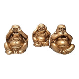 Figuras Decorativas Buda Ciego Sordo Mudo Tono Cobrizo