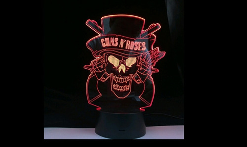 Guns N Roses 3d Led Lámpara Usb Sensor Táctil Control