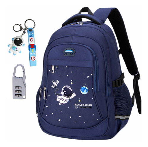 Mochila Escolar Para Niño Niña Primarios Impermeable Infantil Estilo Espacial Astronauta Con Hebilla De Pecho