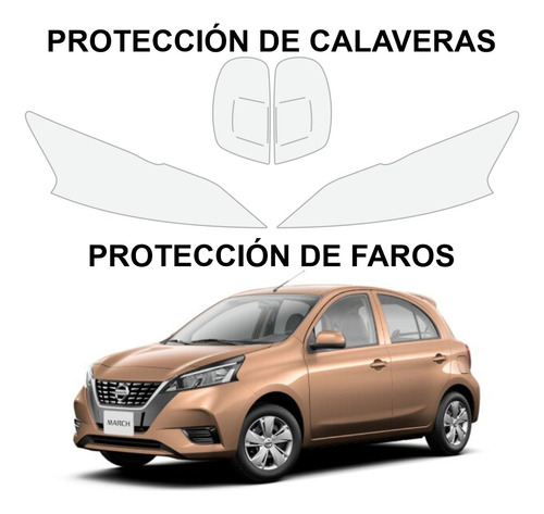 Sticker Protección Ppf Faros Y Calaveras Nissan March 20/23