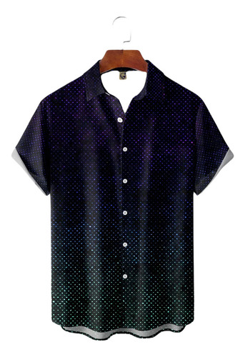 Camisa Hawaiana Unisex Con Degradado De Textura 3d, Camisa D