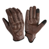 Guantes De Moto De Cuero Anticaída Vintage Con Pantalla Táct