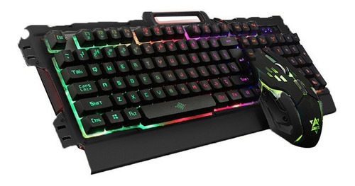 Kit Teclado Mouse Gamer Luz Rgb Iluminado Led Usb Alambrico