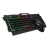 Kit Teclado Mouse Gamer Luz Rgb Iluminado Led Usb Alambrico