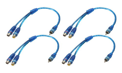 4 Cables Adaptadores Rca Phono Y, 1 Macho A 2 Hembras