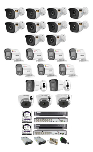 Kit Cftv 02 Dvrs 16 Ch Hikvision / 25 Cameras / Hd 2teras