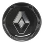 Tapa Rin Renault Logo Negro Fondo Plata 55mm Juego X 4