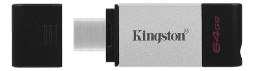 Pendrive Kingston Datatraveler 80 64gb Usb Type-c Dt80/64gb Color Gris/negro