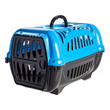 Caixa De Transporte Gato Cachorro Pequena Azul N1 Jel Plast