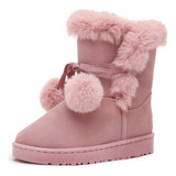 Botas De Nieve Cálidas De Piel Para Mujer Zapatos De Gamuza