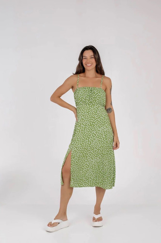 Vestido Midi Para Mulher Ou Adolescente Soltinho Alça Fina