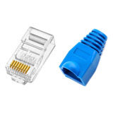 Pacote 50 Conector Rj45 Cat6 Ouro + 50 Capas Rj45  Cabo Rede