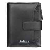 Billetera Baellerry D3218 Con Diseño Liso Color Negro De Cuero Pu Premium De 3 Capas, Línea De Poliéster Y Material De Forro Interno En Poliéster 1000d, Suave Y Delicado Al Tacto. - 13cm X 9cm X 3cm