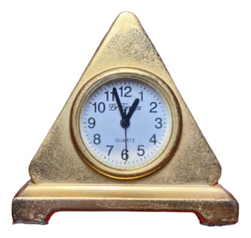 Antiguo Reloj Minitura Le Temps Triangular Dorado Nuevo