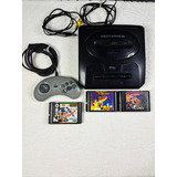 Console Mega Drive 3 Funcionando 100% Com 3 Jogos. Tectoy. Faço 295 - Com Porta Para Sega Cd